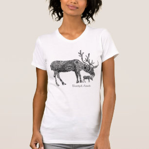 Black & White Ornate Floral Moose T-Shirt