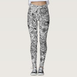 Black & White Ornate Floral Paisley Pattern Leggings<br><div class="desc">Elegant black and white ornate floral paisley pattern</div>