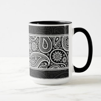 Black & White Ornate Retro Paisley Pattern Design Mug