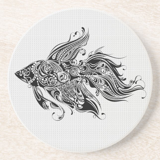 Black & White Ornate-Tattoo Art Coaster (Front)