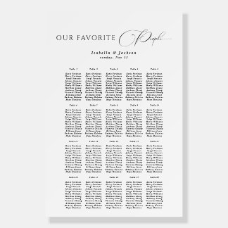 Black & White Our Favorite People Wedding Seating  Foam Board