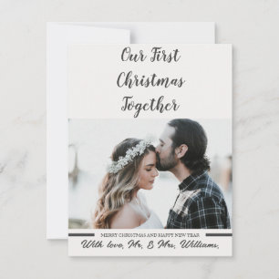 Black & White Our First Christmas Newlywed Photo Holiday Card