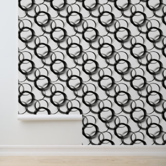 Black & White Overlapping Circles – Geometric Seam Wallpaper