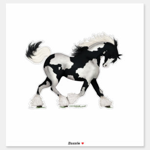 Black & White Overo Gypsy Vanner Horse Pony Sticker