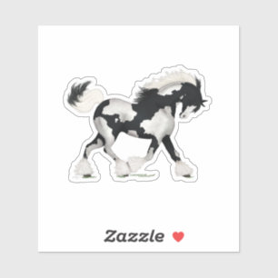 Black & White Overo Gypsy Vanner Horse Pony Sticker