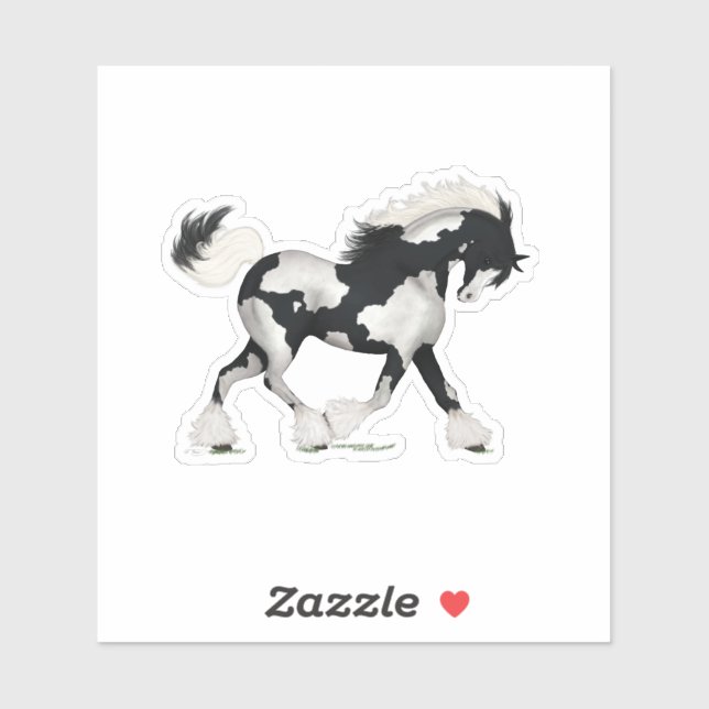 Black & White Overo Gypsy Vanner Horse Pony Sticker (Sheet)