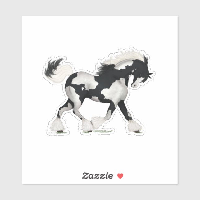 Black & White Overo Gypsy Vanner Horse Pony Sticker (Sheet)