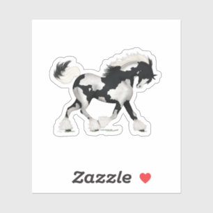 Black & White Overo Gypsy Vanner Horse Pony Sticker