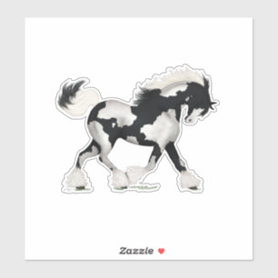 Black & White Overo Gypsy Vanner Horse Pony Sticker