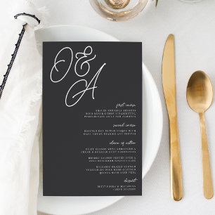 Black & White Oversized Monogram Wedding Menu