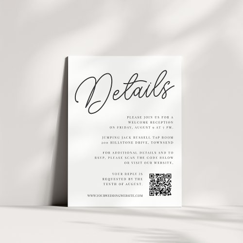 Black  White Oversized Script All_in_One Details Enclosure Card