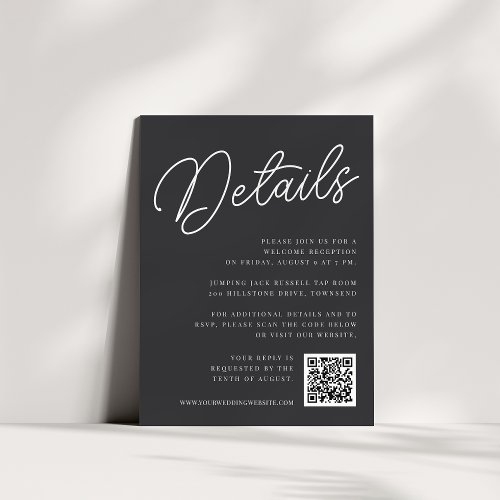 Black  White Oversized Script All_in_One Details Enclosure Card
