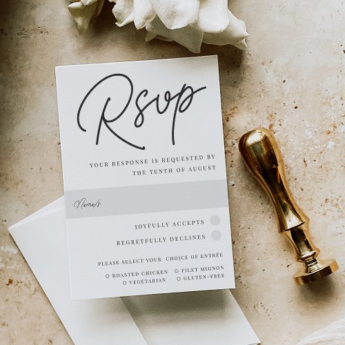 Black  White Oversized Script Meal Choice RSVP Card