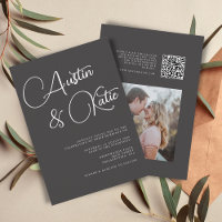 Black & White Oversized Script Photo RSVP Wedding