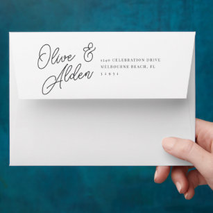 Black & White Oversized Script Wedding 5x7 Envelope