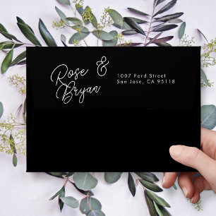 Black & White Oversized Script Wedding Invitation Envelope