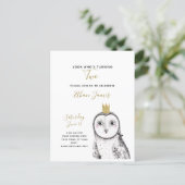 Black & White Owl Baby 2nd Birthday Party Invitation Postcard (Standing Front)