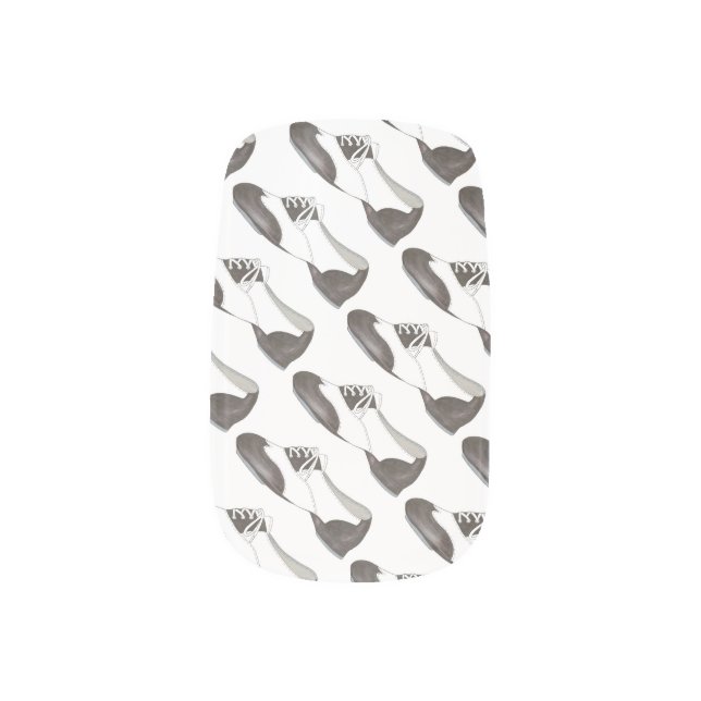 Black White Oxford Tap Shoe Dance Shoes Nail Art (Right Thumb)