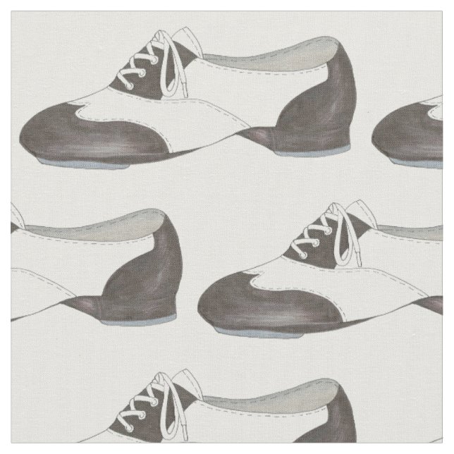 Black White Oxford Tap Shoe Dance Teacher Tapdance Fabric (Close Up)
