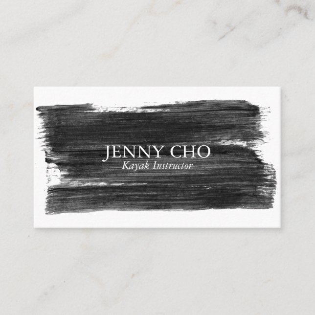Black white paint stripe business card (Front)