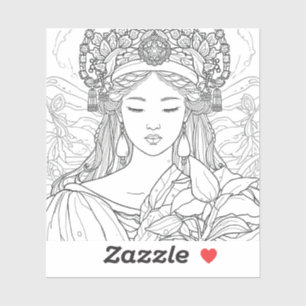 Black & White Painting Outline Collection Sticker
