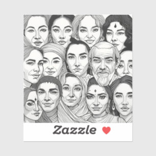 Black & White Paintings Celebrating Diversity Sticker