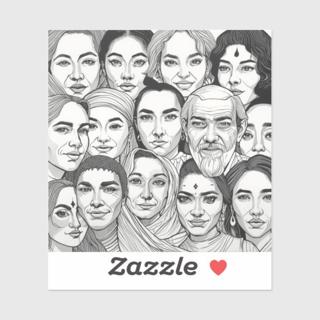 Black & White Paintings Celebrating Diversity  Sticker (Sheet)