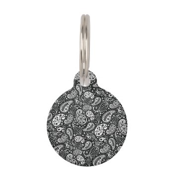 Black & White Paisley Floral Pet Tag by StuffOrSomething at Zazzle