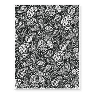 Black & White Paisley Floral Temporary Tattoos