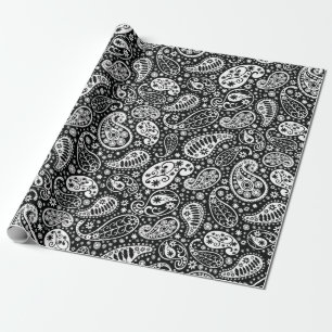 Black & White Paisley Floral Wrapping Paper