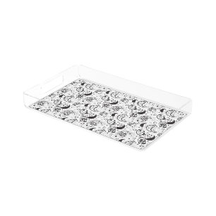 Black & White Paisley Pattern –Elegant Textile Art Acrylic Tray