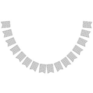 Black & White Paisley Pattern –Elegant Textile Art Bunting Flags