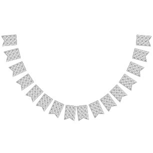 Black & White Paisley Pattern –Elegant Textile Art Bunting Flags