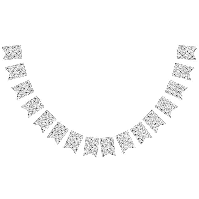 Black & White Paisley Pattern –Elegant Textile Art Bunting Flags (All)