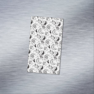 Black & White Paisley Pattern –Elegant Textile Art Business Card Magnet