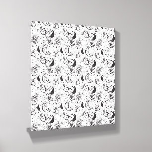 Black & White Paisley Pattern –Elegant Textile Art Canvas Photo Tile