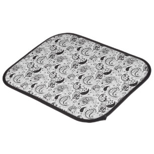 Black & White Paisley Pattern –Elegant Textile Art Car Floor Mat