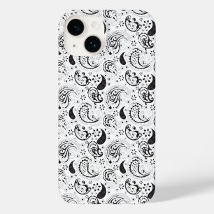 Black & White Paisley Pattern –Elegant Textile Art Case-Mate iPhone 14 Case