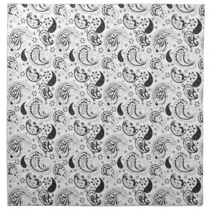 Black & White Paisley Pattern –Elegant Textile Art Cloth Napkin