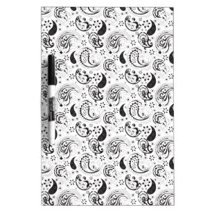 Black & White Paisley Pattern –Elegant Textile Art Dry Erase Board