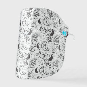 Black & White Paisley Pattern –Elegant Textile Art Kids' Face Shield