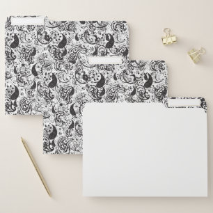 Black & White Paisley Pattern –Elegant Textile Art File Folder