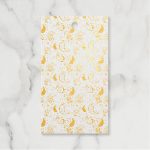 Black & White Paisley Pattern –Elegant Textile Art Foil Gift Tags