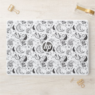 Black & White Paisley Pattern –Elegant Textile Art HP Laptop Skin