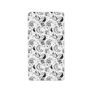 Black & White Paisley Pattern –Elegant Textile Art Label