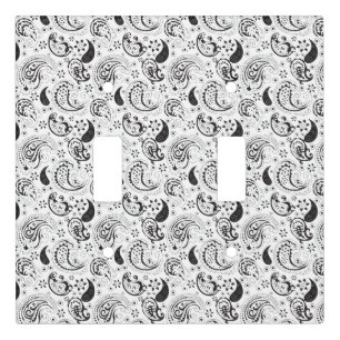 Black & White Paisley Pattern –Elegant Textile Art Light Switch Cover