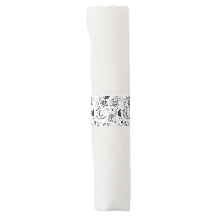 Black & White Paisley Pattern –Elegant Textile Art Napkin Bands