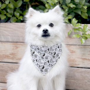 Black & White Paisley Pattern –Elegant Textile Art Pet Bandana Collar