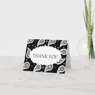 Black & White Paisley Wedding Thank You Card