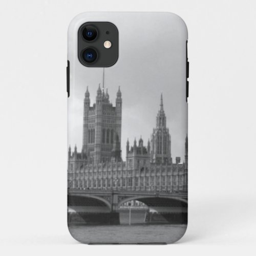 Black White Palace of Westminster iPhone 11 Case